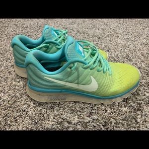 Nike Air Max 2017 NikeID Neon Yellow, Blue Size 9.5